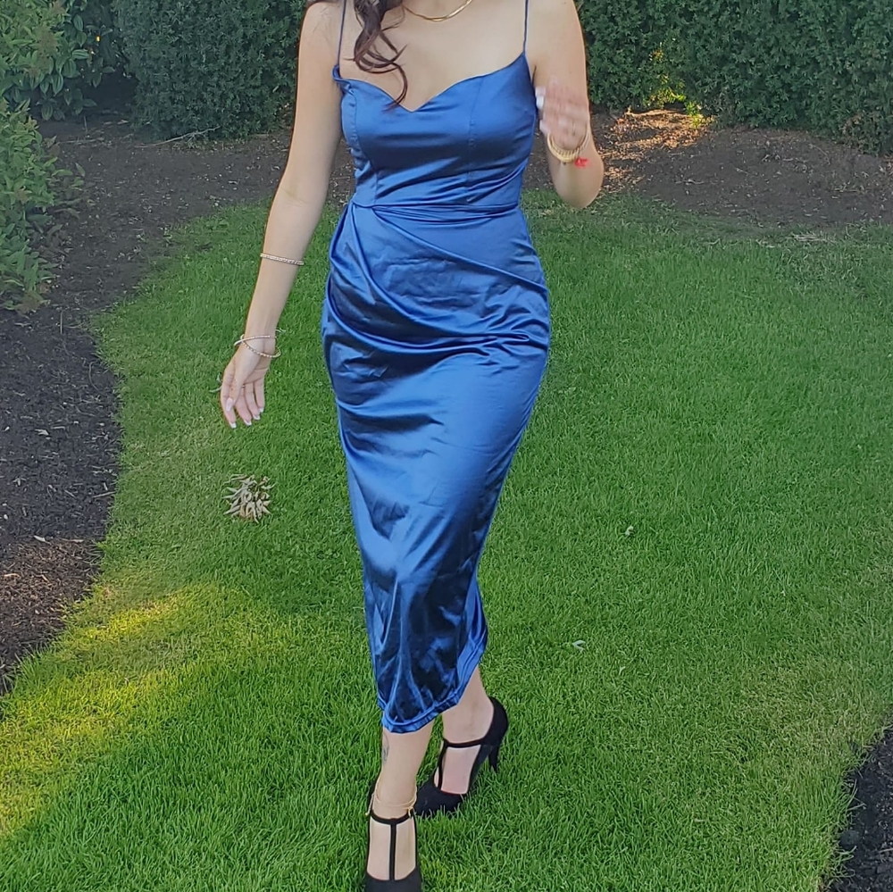 Blue Satin Style Dress